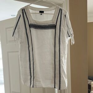 Talbots Linen Blouse with Black Embellishments